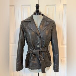 Dressbarn Black Leather Jacket with Belt